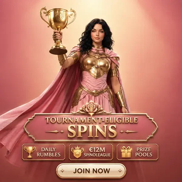 Rose Knight met gouden trofee bij Tournament-Eligible Spin Sahara Gratis Gokkasten overwinningsceremonie