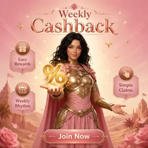 Rose Knight presenteert wekelijkse cashback-beloningen bij Wekelijks Cashback-ritme en Reload-kalender